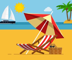 Vacation,And,Travel,Concept.,Beach,Umbrella,,Beach,Chair.